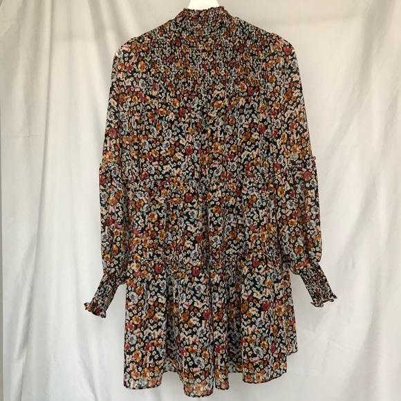 Dynamite Floral Smocked Mock Neck Dress - Picture 4 of 5